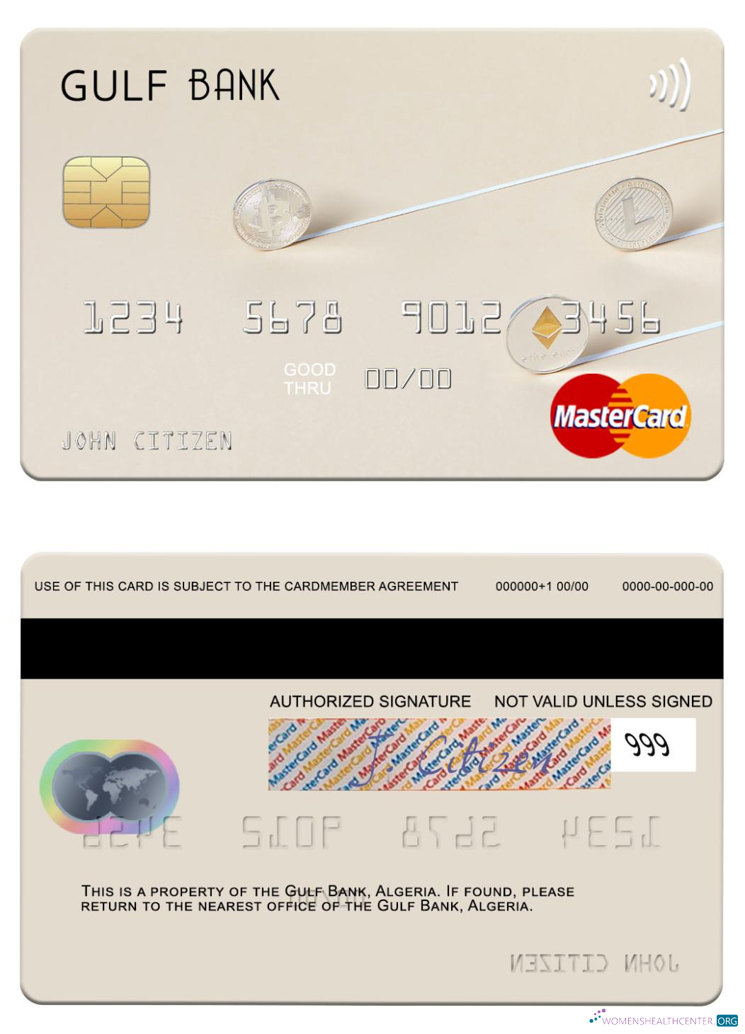 Download Algeria Gulf Bank mastercard Photoshop template
